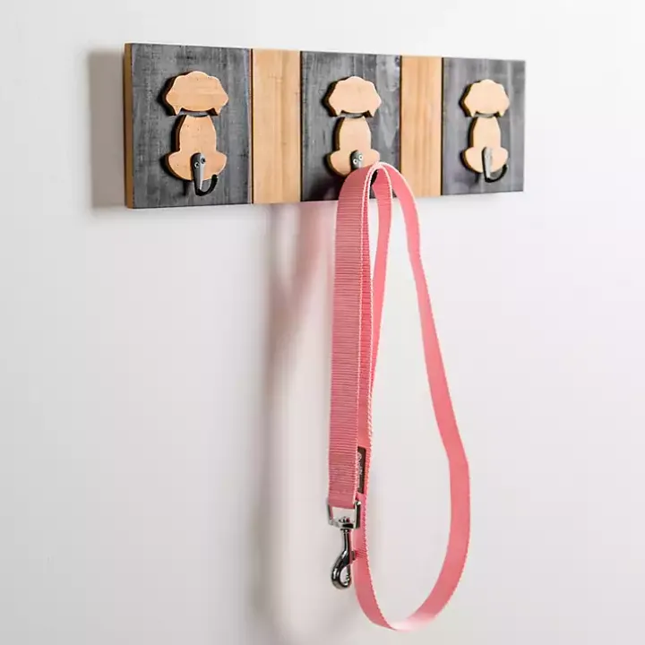 Black and Natural Wood Dog Hooks