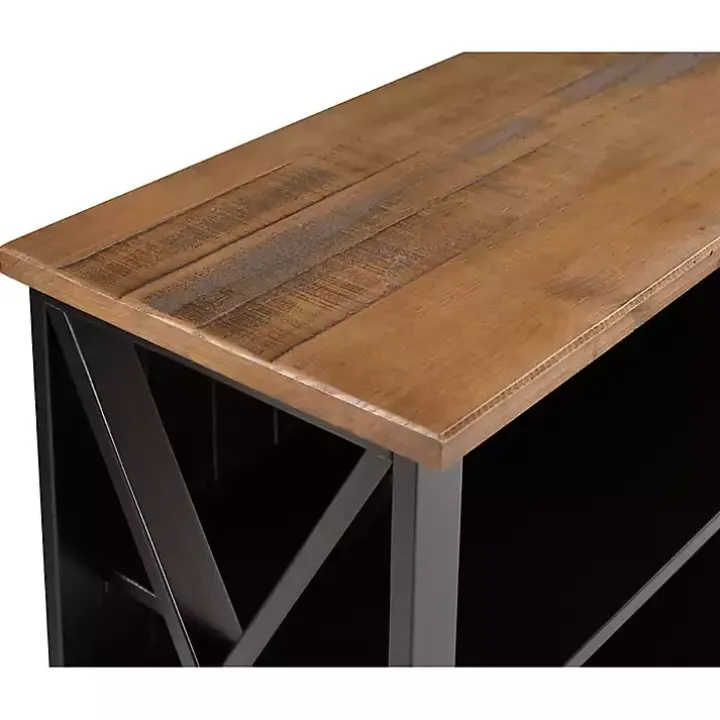 Black and Rustic Oak Wood Farmhouse Console Table