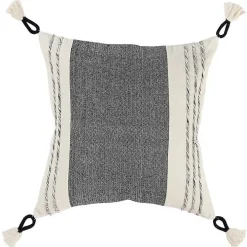 Black and White Block Loop Throw Pillow