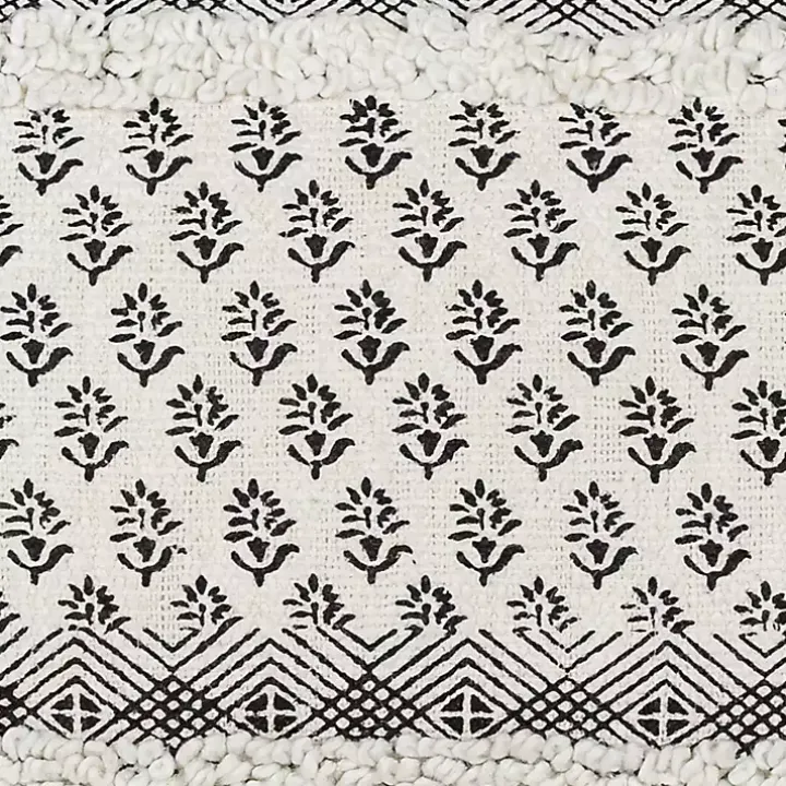 Black and White Boho Print Lumbar Pillow