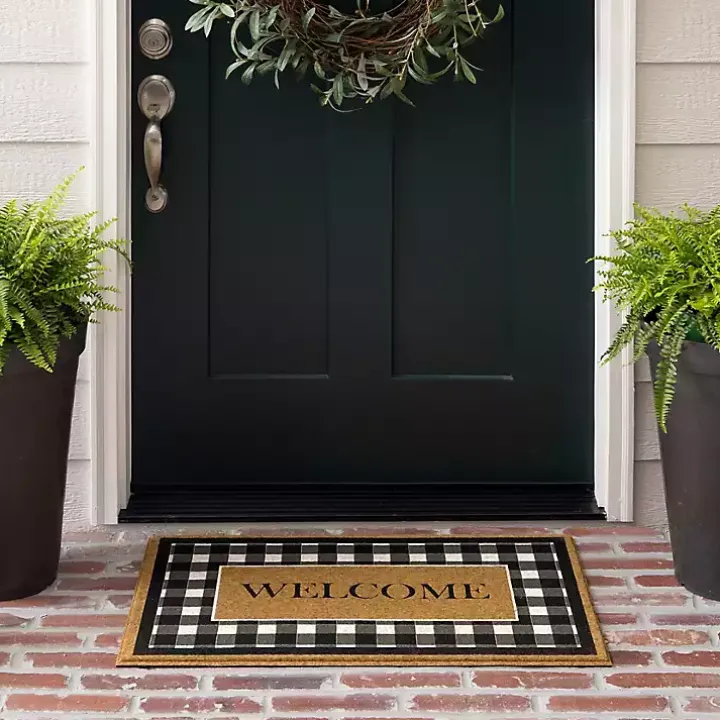 Black and White Buffalo Check Welcome Doormat
