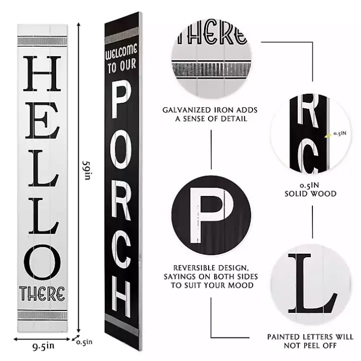 Black and White Hello There Porch Board