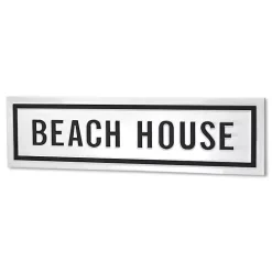 Black and White Metal Beach House Wall Sign