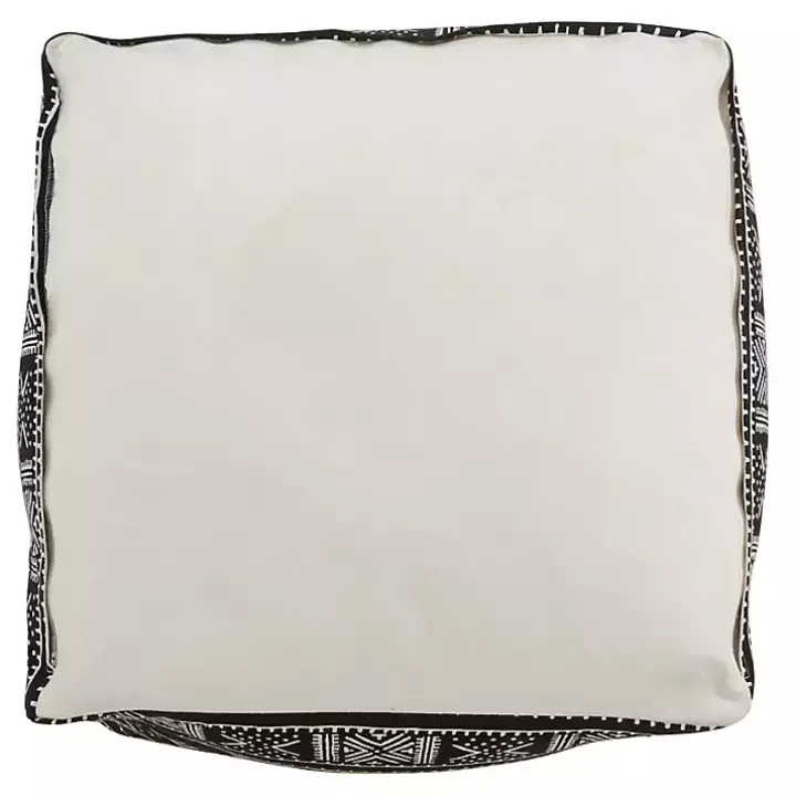 Black and White Mudcloth Cotton Pouf