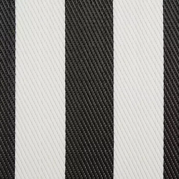 Black and White Rugby Stripe Outdoor Area Rug, 5x8