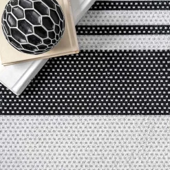 Black and White Striped Washable Area Rug, 3x5