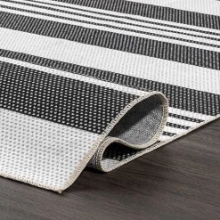 Black and White Striped Washable Area Rug, 3x5