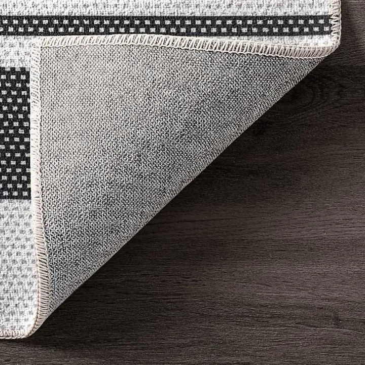 Black and White Striped Washable Area Rug, 3x5