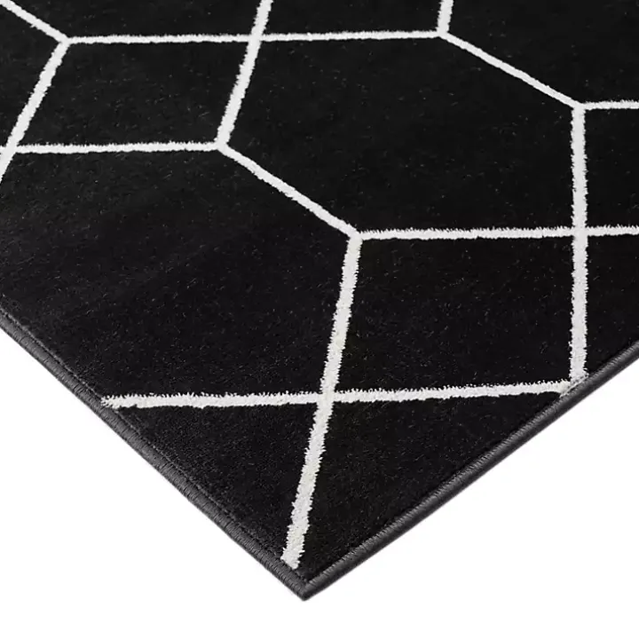 Black and White Trellis Woven Area Rug, 6x9