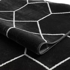 Black and White Trellis Woven Area Rug, 6x9