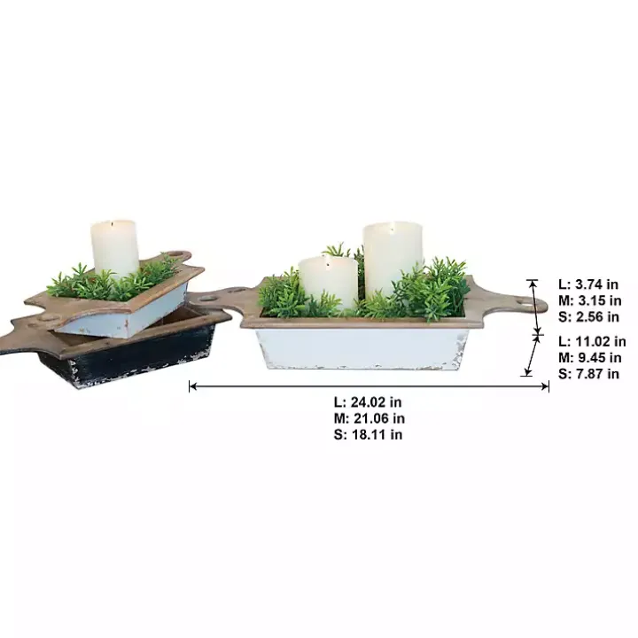 Black and White Wooden Base Bowls, Set of 3