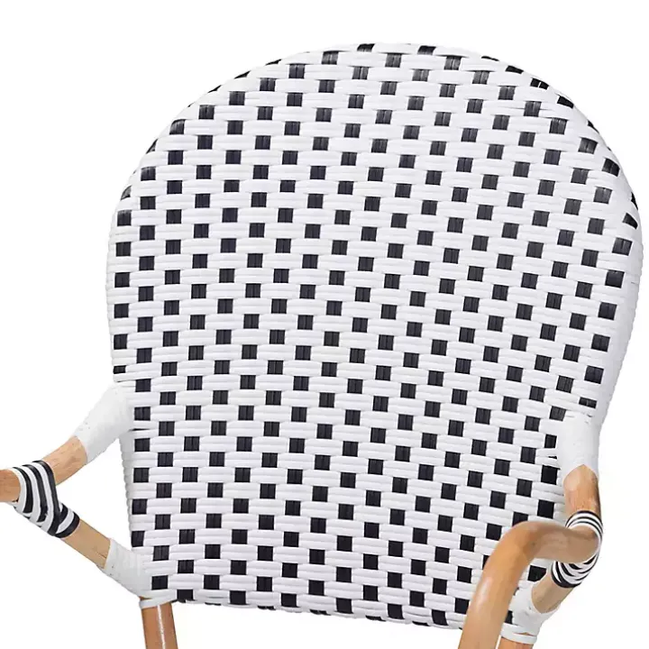Black and White Woven Dining Chairs, Set of 2