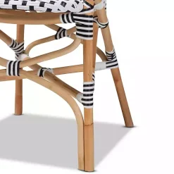Black and White Woven Dining Chairs, Set of 2