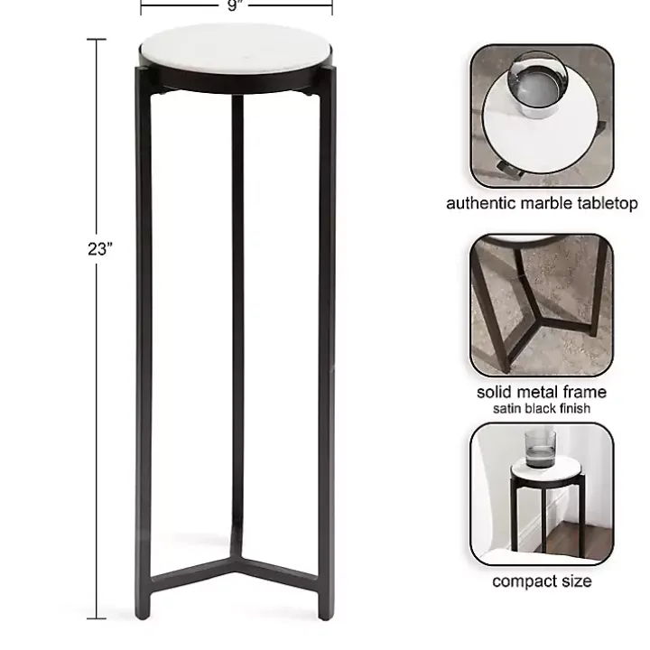 Black Angular Marble Accent Table