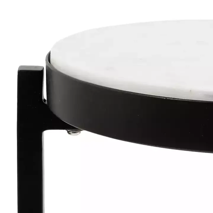 Black Angular Marble Accent Table