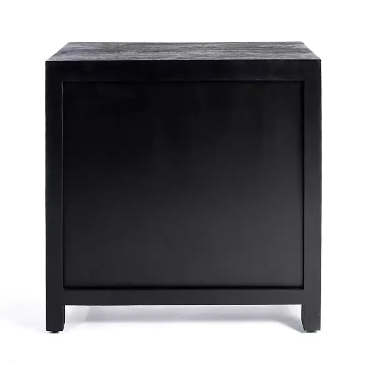 Black Arch Cane and Wood Cabinet