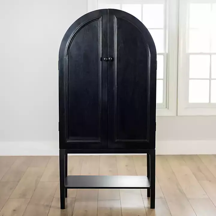 Black Arch Wood Bar Cabinet