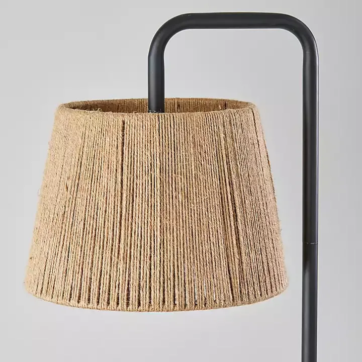 Black Arched Rope Lampshade Floor Lamp