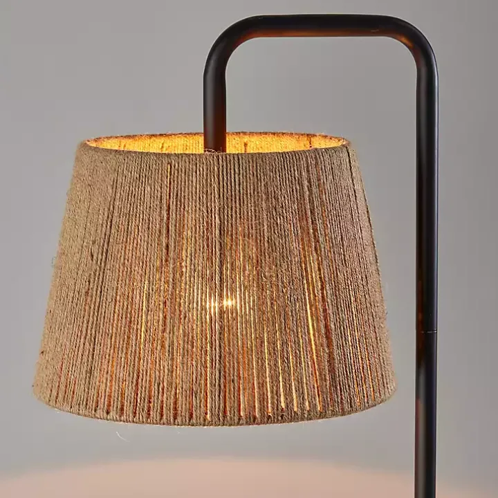 Black Arched Rope Lampshade Floor Lamp
