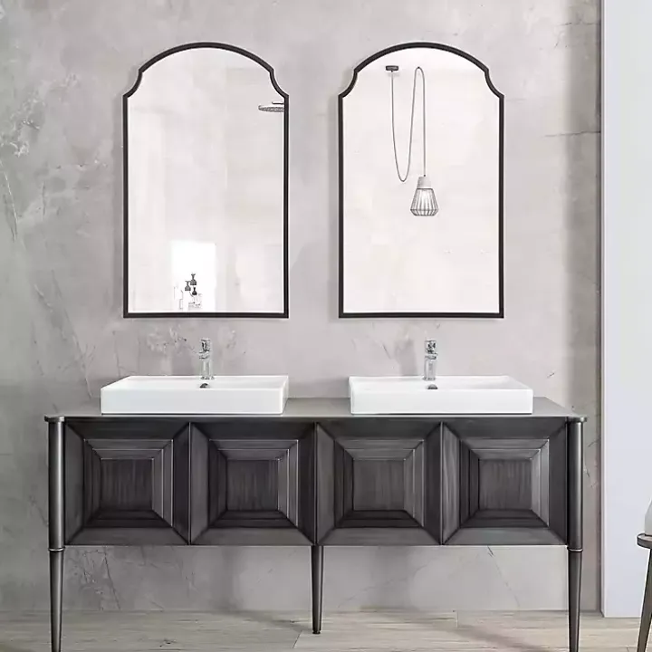 Black Arched Scallop Edge Wall Mirror