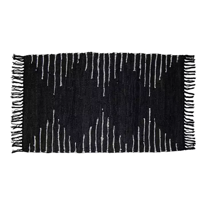Black Artisanal Leather Diamond Scatter Rug