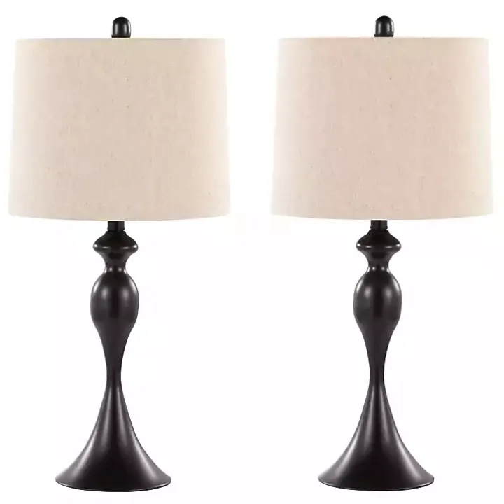 Black Ashland Table Lamps, Set of 2