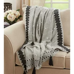 Black Banded Tassel Edge Throw