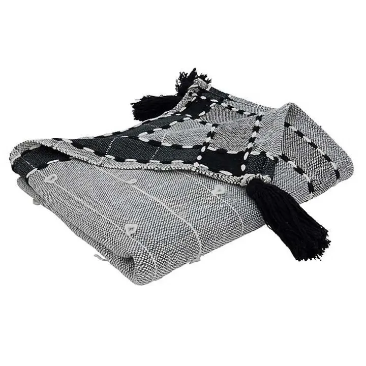 Black Banded Tassel Edge Throw