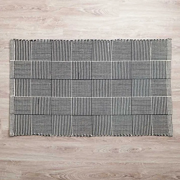 Black Basketweave Scatter Rug