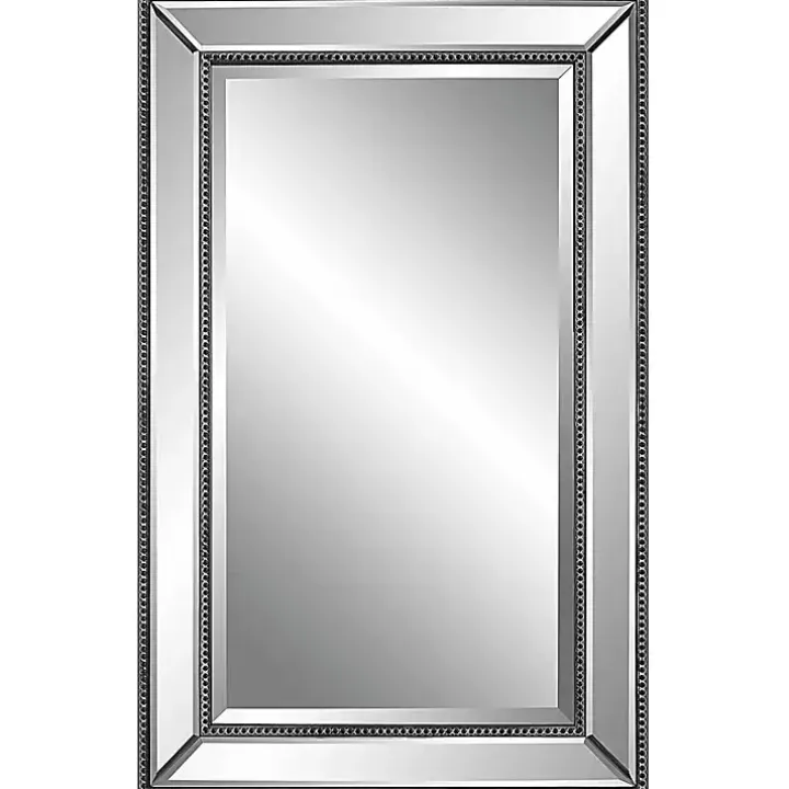 Black Beaded Double Frame Beveled Wall Mirror