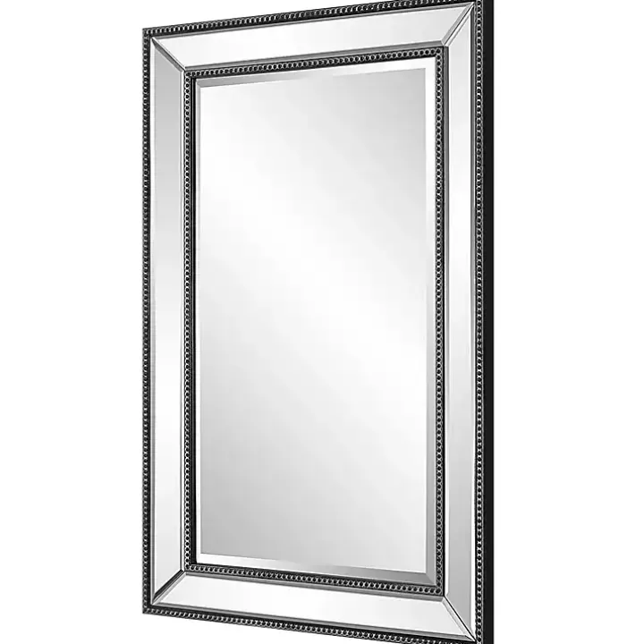 Black Beaded Double Frame Beveled Wall Mirror