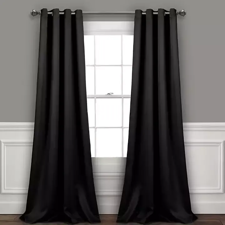 Black Blackout Curtain Panel Set, 84 in.