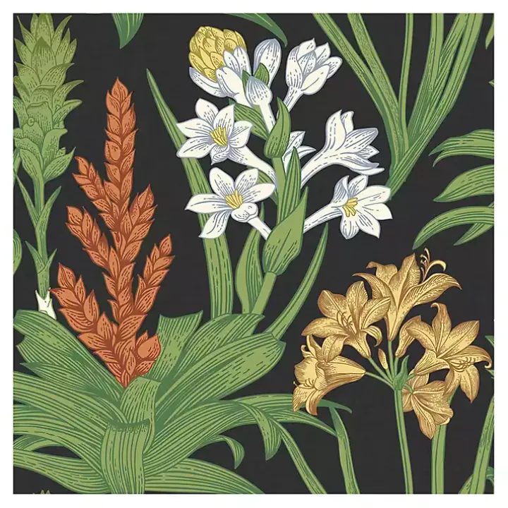 Black Botanical Villa Peel & Stick Wallpaper