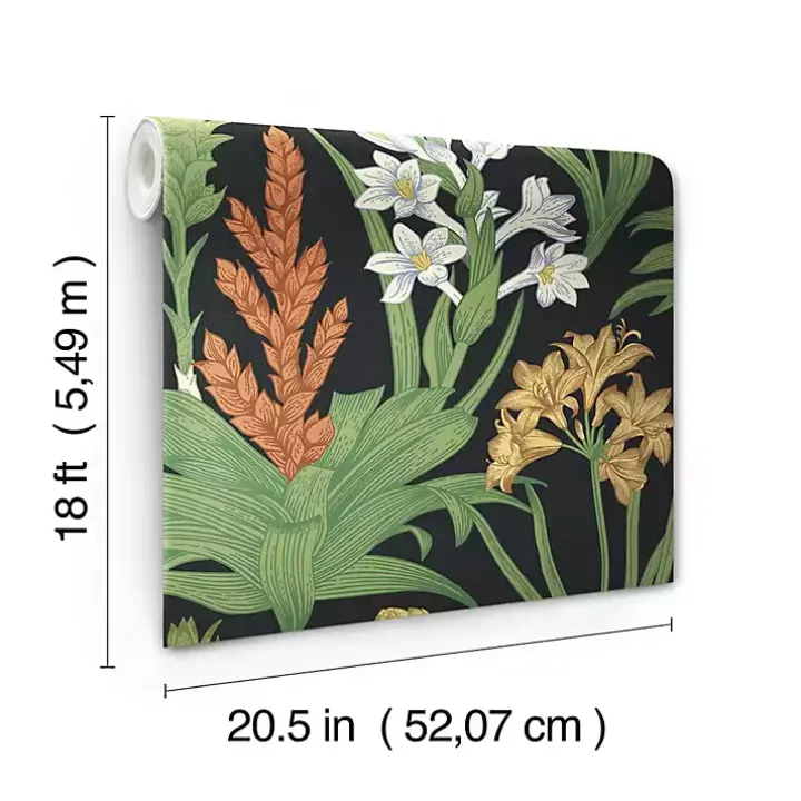 Black Botanical Villa Peel & Stick Wallpaper