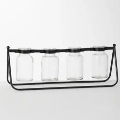Black 4-Bottle Runner Vase