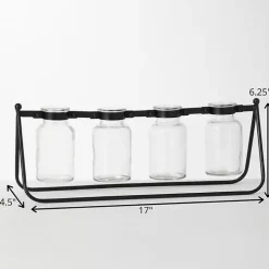 Black 4-Bottle Runner Vase