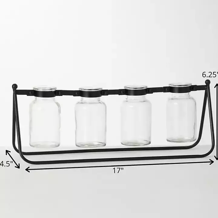 Black 4-Bottle Runner Vase