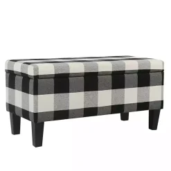 Black Buffalo Check Storage Bench