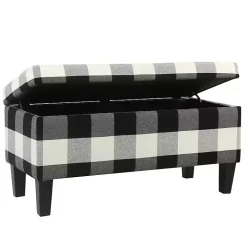 Black Buffalo Check Storage Bench