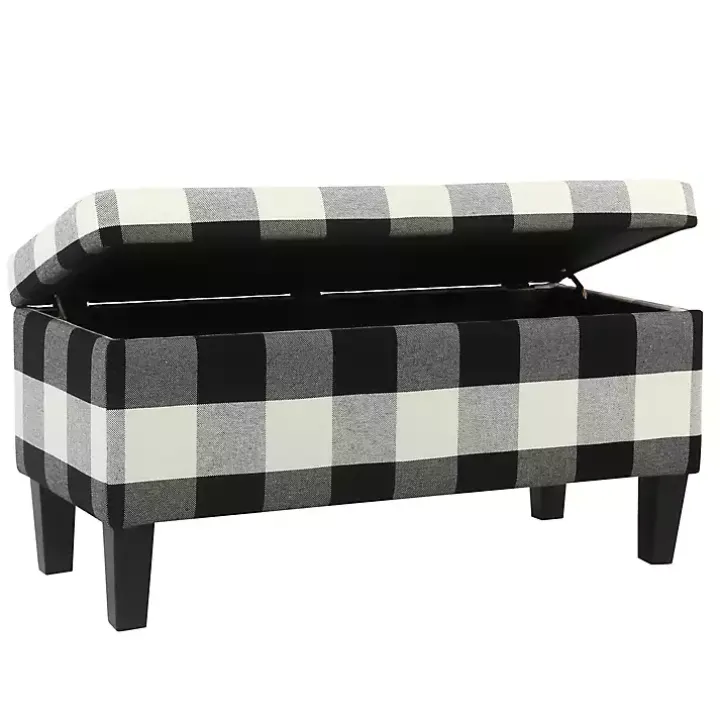 Black Buffalo Check Storage Bench