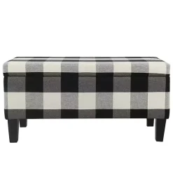 Black Buffalo Check Storage Bench