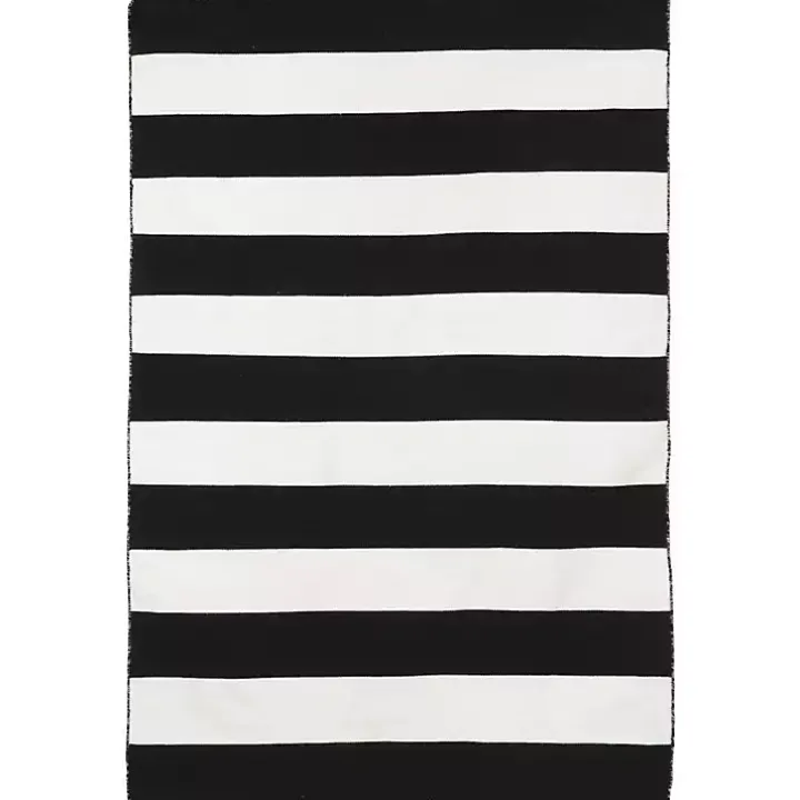 Black Cabana Stripe Indoor/Outdoor Area Rug, 3x5