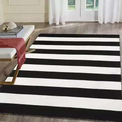 Black Cabana Stripe Indoor/Outdoor Area Rug, 3x5