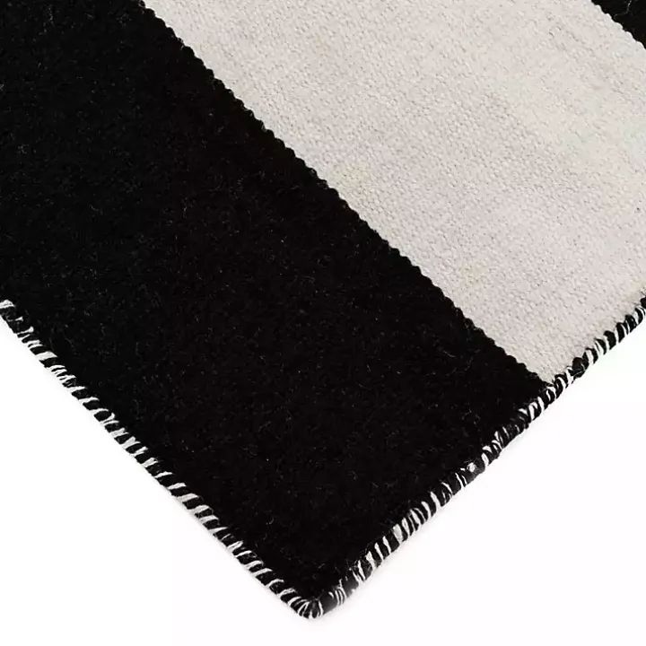 Black Cabana Stripe Indoor/Outdoor Area Rug, 7x9