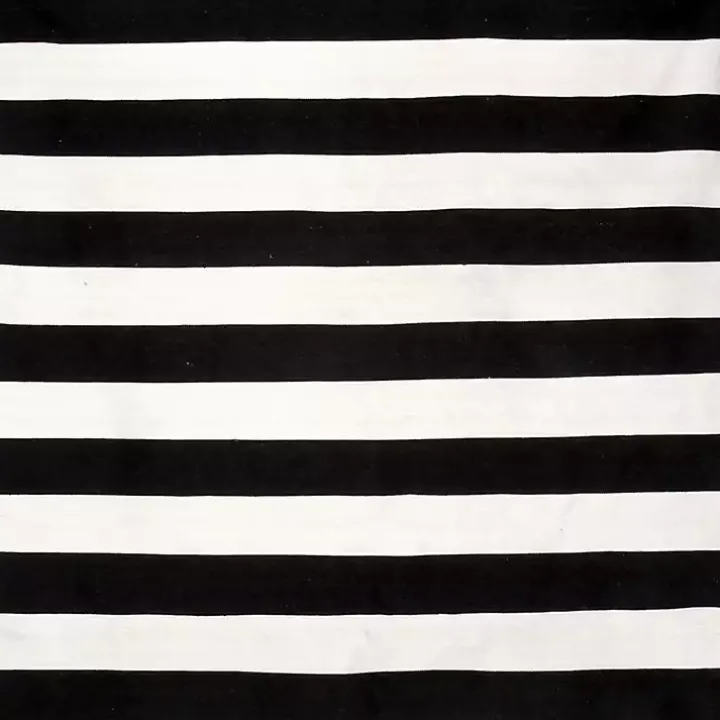 Black Cabana Stripe Indoor/Outdoor Area Rug, 8x8