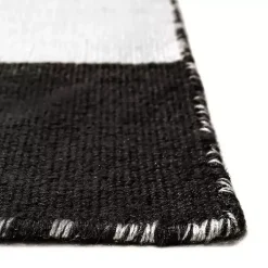 Black Cabana Stripe Indoor/Outdoor Area Rug, 8x8