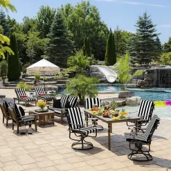 Black Cabana Stripe Outdoor Chaise Cushion