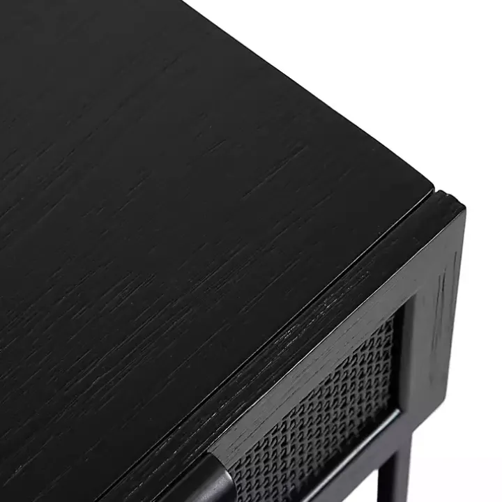 Black Cane Drawer Accent Table