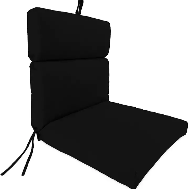Black Canvas French Edge Outdoor Chair Cushion
