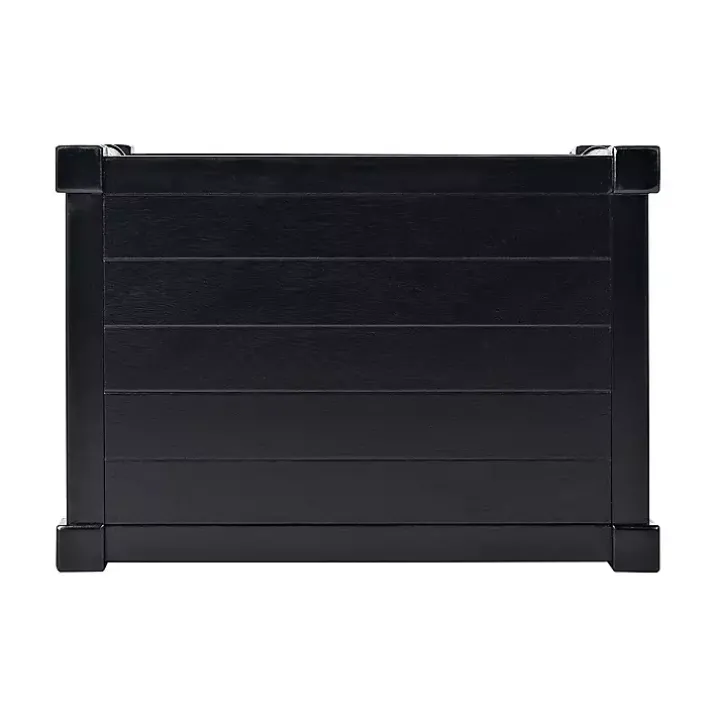 Black Carved Pinewood Farmhouse Accent Table